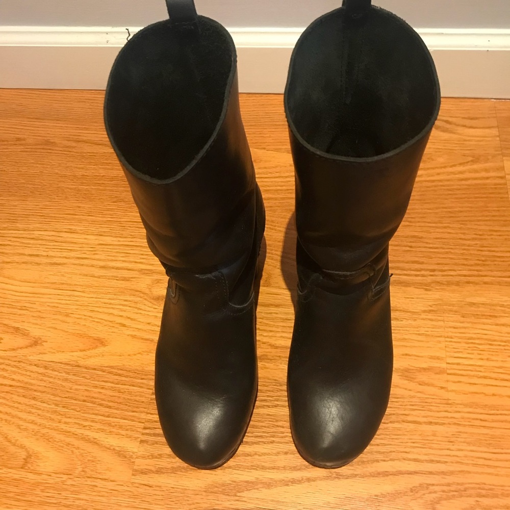 Swedish Hasbeens mid calf clogs, black, size 39